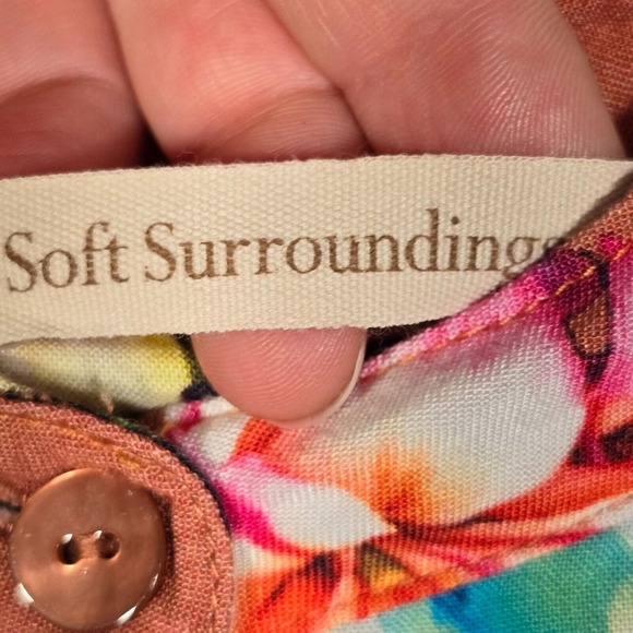 Soft Surroundings Womens Floral Tunic Top Size L Brown Boho Relaxed Casual - Picture 4 of 11